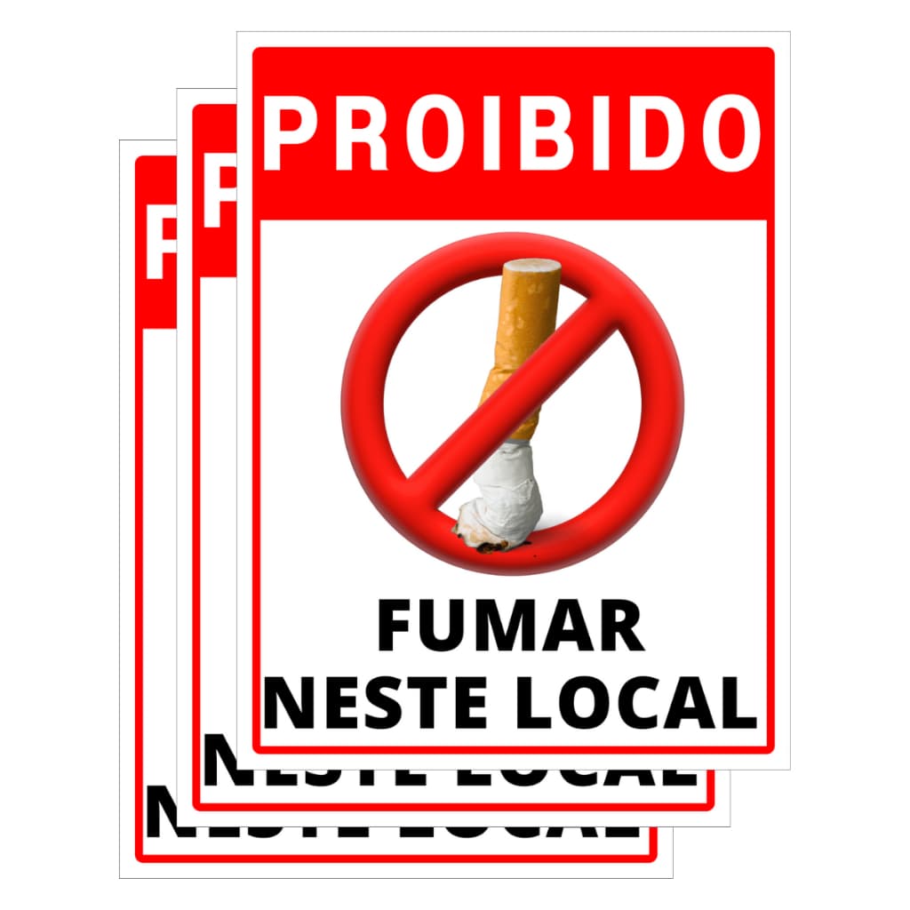 Kit 3 Placas Proibido Fumar Simples PS