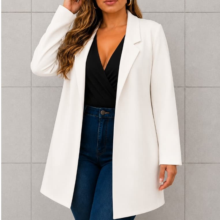 Sobretudo Feminino Plus Size Neoprene Max Blazer Longo G1 G2 G3 46 ao 52