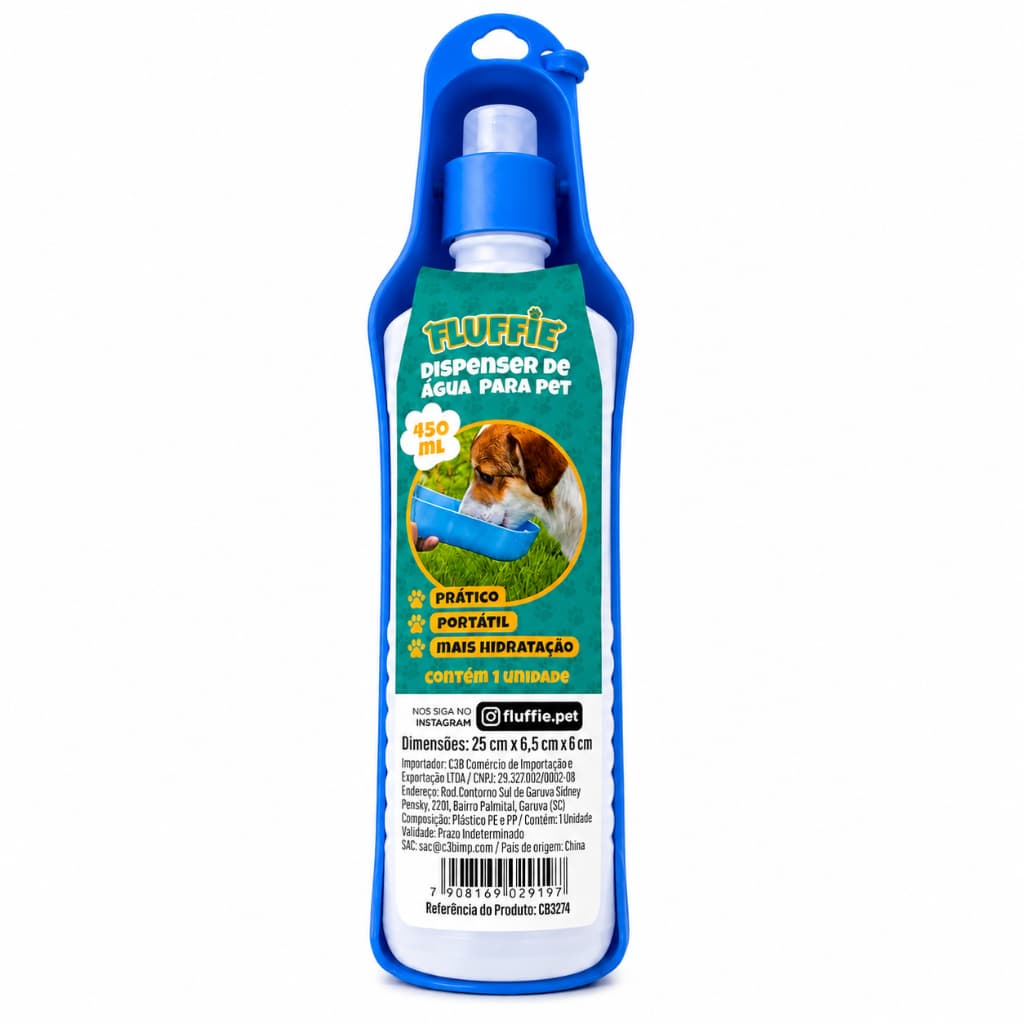 Garrafa Bebedouro Portátil Viagem Passeio Pet Cães E Gatos 450ml