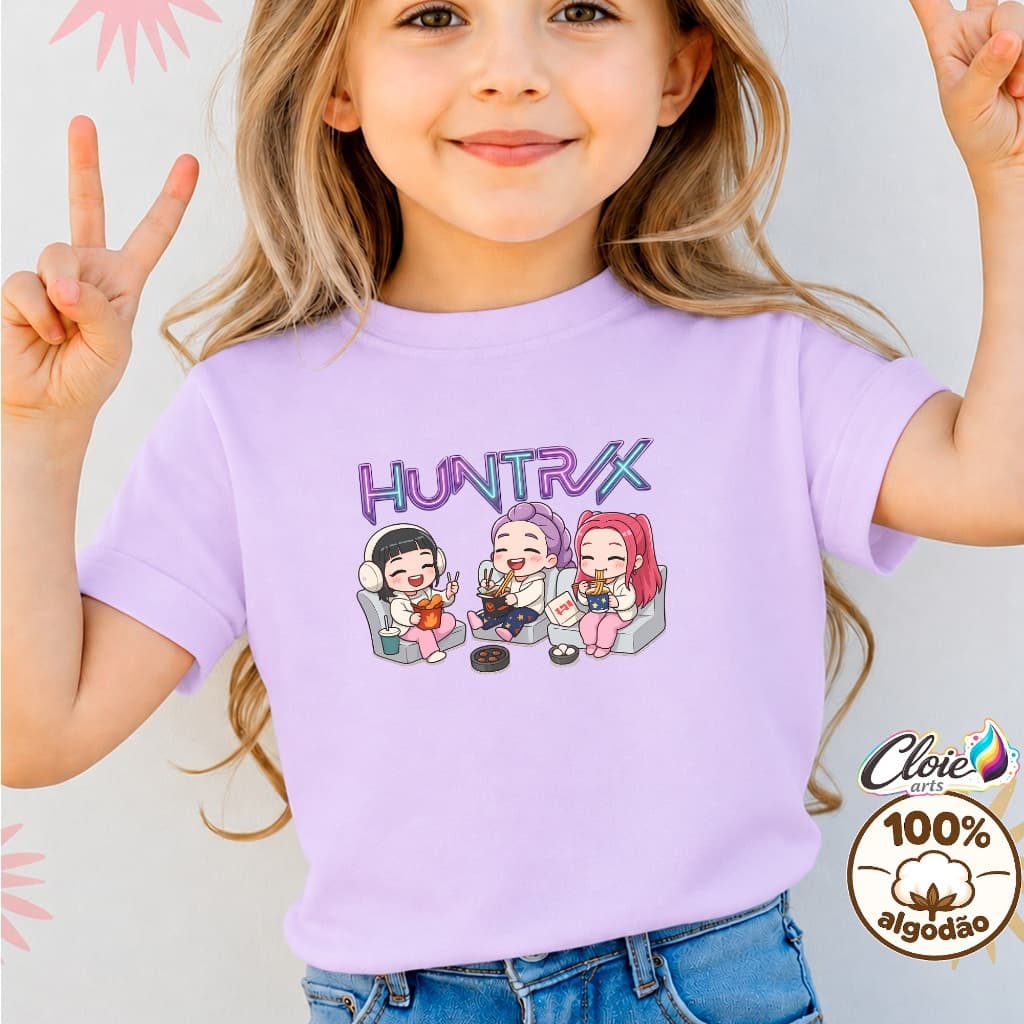 Camiseta 100% Algodão Infantil Hantrix Girl Fashion Kids Anime Fofa Estampa Casual Princesa Premium Colorida Minimalista