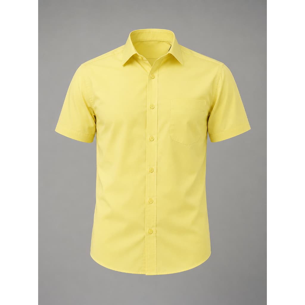 Camisa Social Masculina Slim Manga Curta Gola Dura Com Bolso Não Amarrota P ao GG