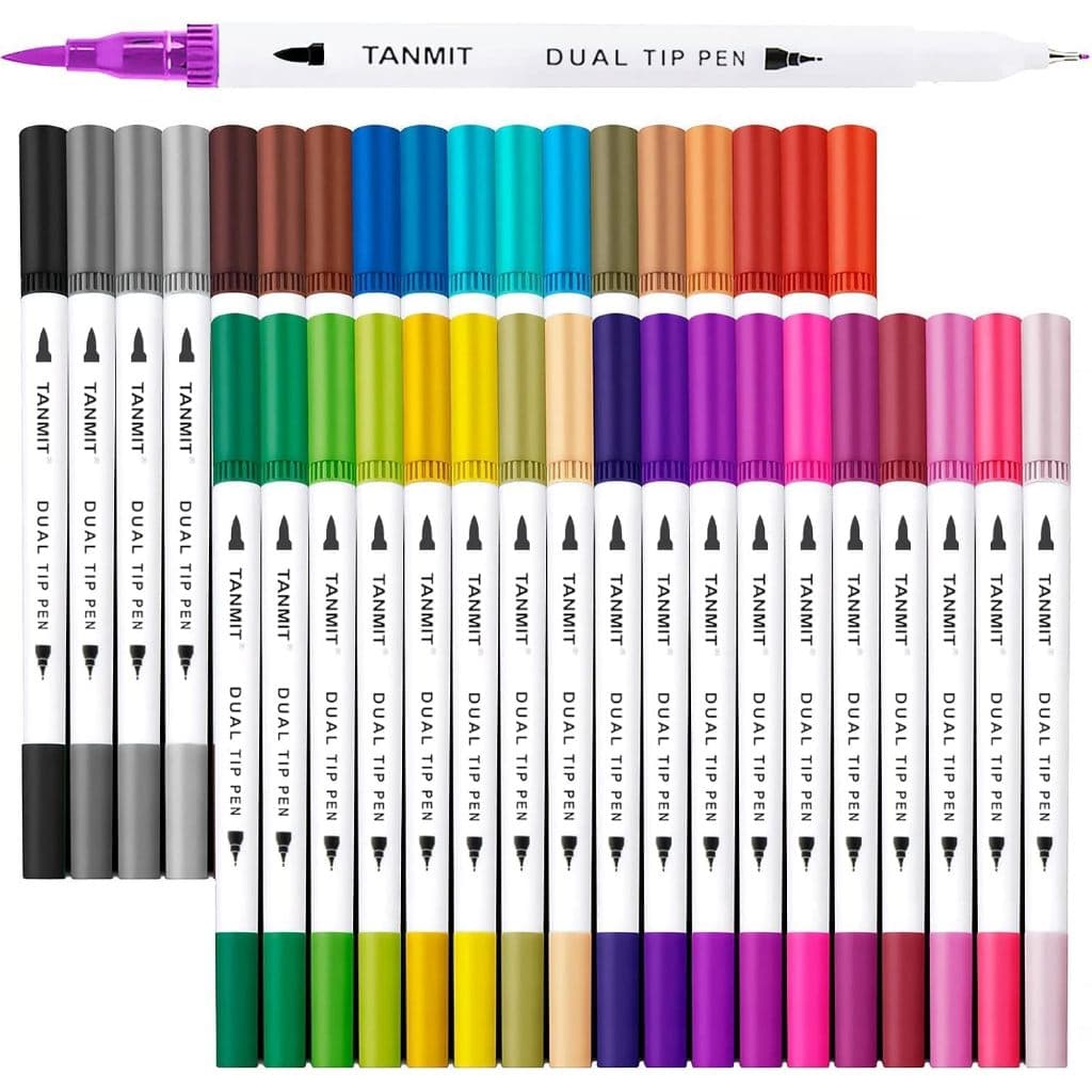 Kit 48 Canetinhas Dual Tip Marcadores Brush Pen E Ponta Fina