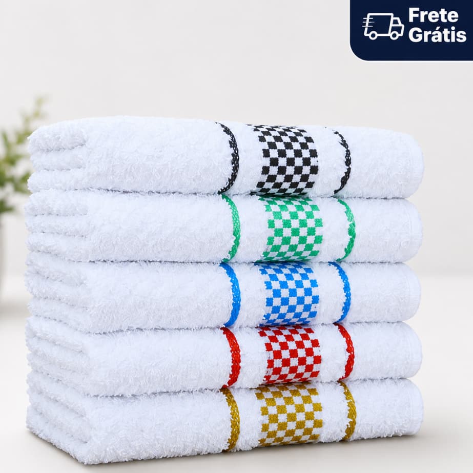 Kit 7 Panos de Prato Atoalhado Jacquard Premium • 100% Algodão • Felpudo Grosso • Alta Absorção