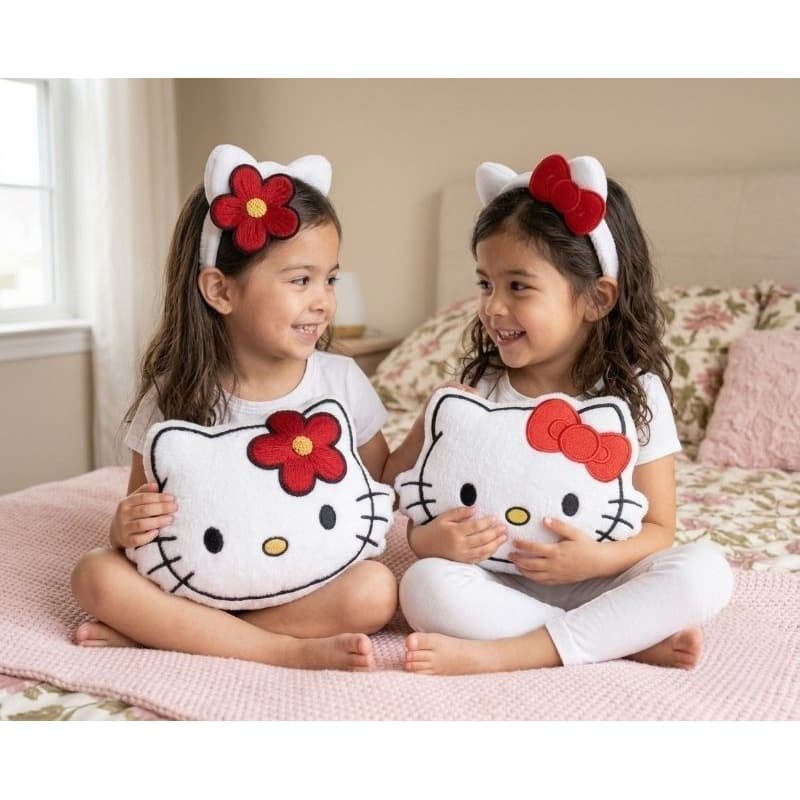 Pelúcia Bordada Boneca Hello Kitty Fofa | Presente Lindo | Laço | Flor