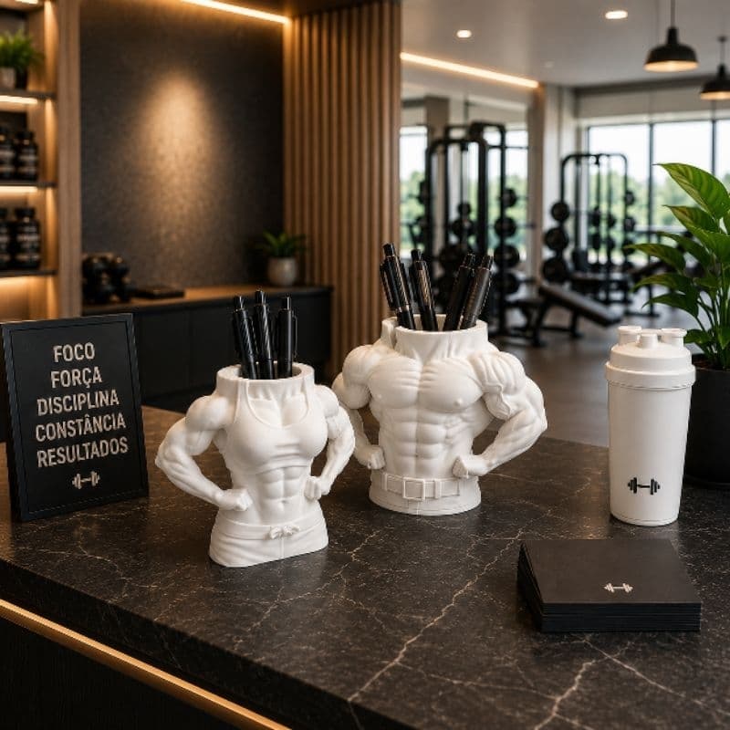 Organizador de Canetas Corpo Musculoso Masculino e Feminino Porta Lápis Decorativo para Mesa Escritório
