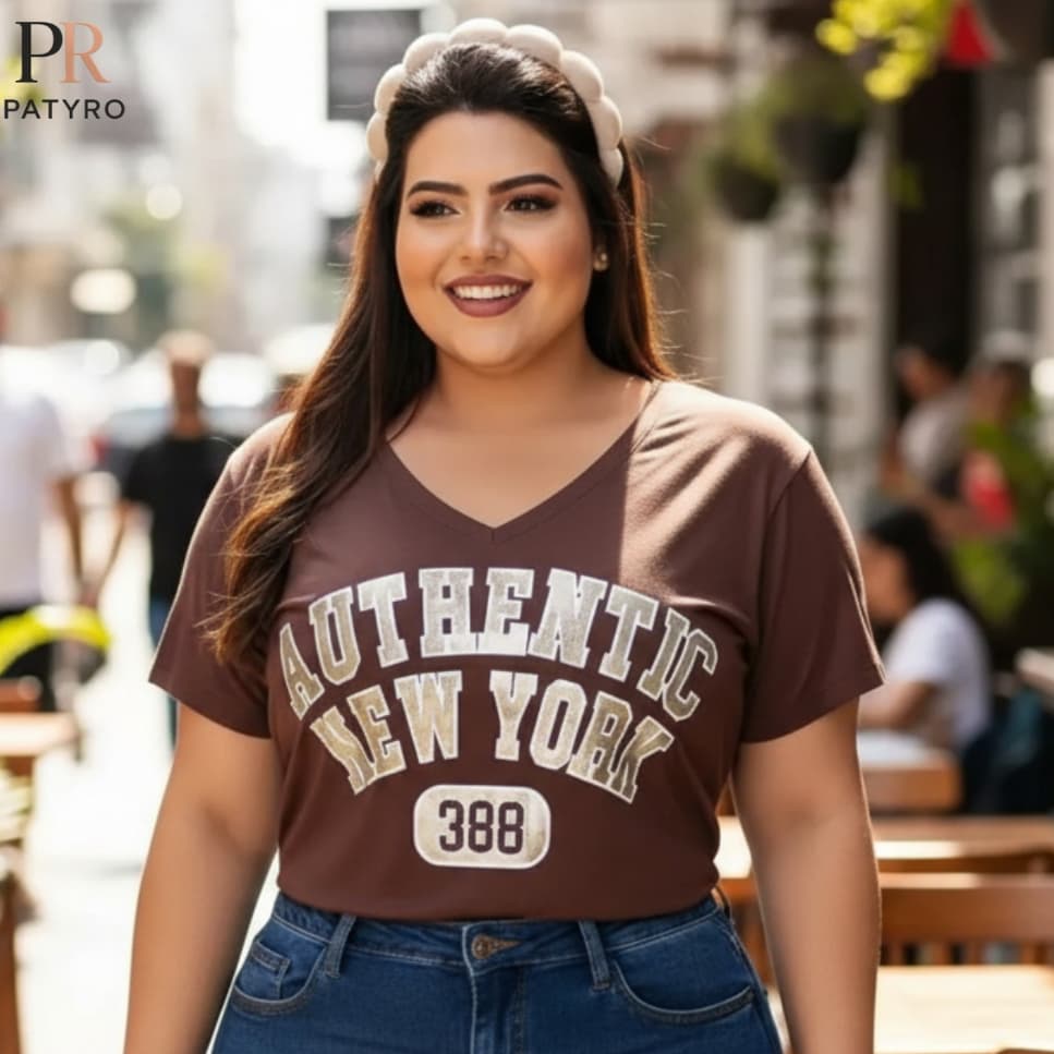 Blusa Feminina Viscolycra Decote V Tecido Confortável Diversas Cores Estampas Exclusivas