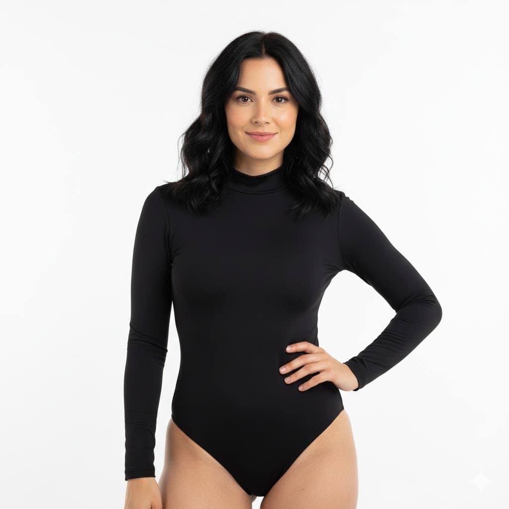 Body Feminino Cacharrel Manga Longa Gola Alta Plus Size Segunda Pele