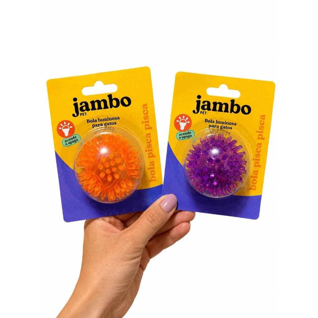 Bolinha com Espinho Luminosa e Pisca Pisca para Gatos - Jambo
