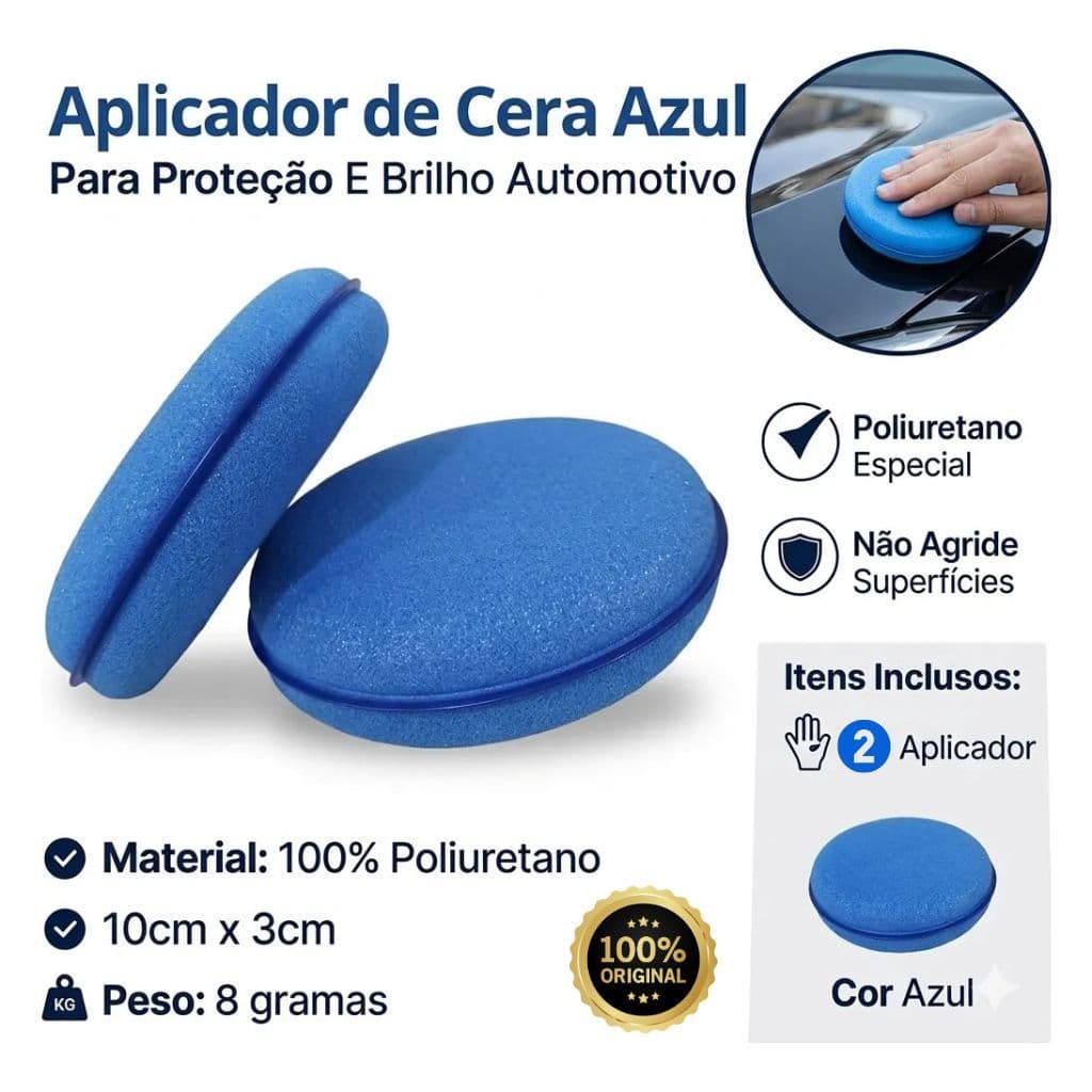 Aplicador Espuma Automotiva Cera Painel Plástico Pneu Resistente 2 Unidades Aplicação Pretinho JS