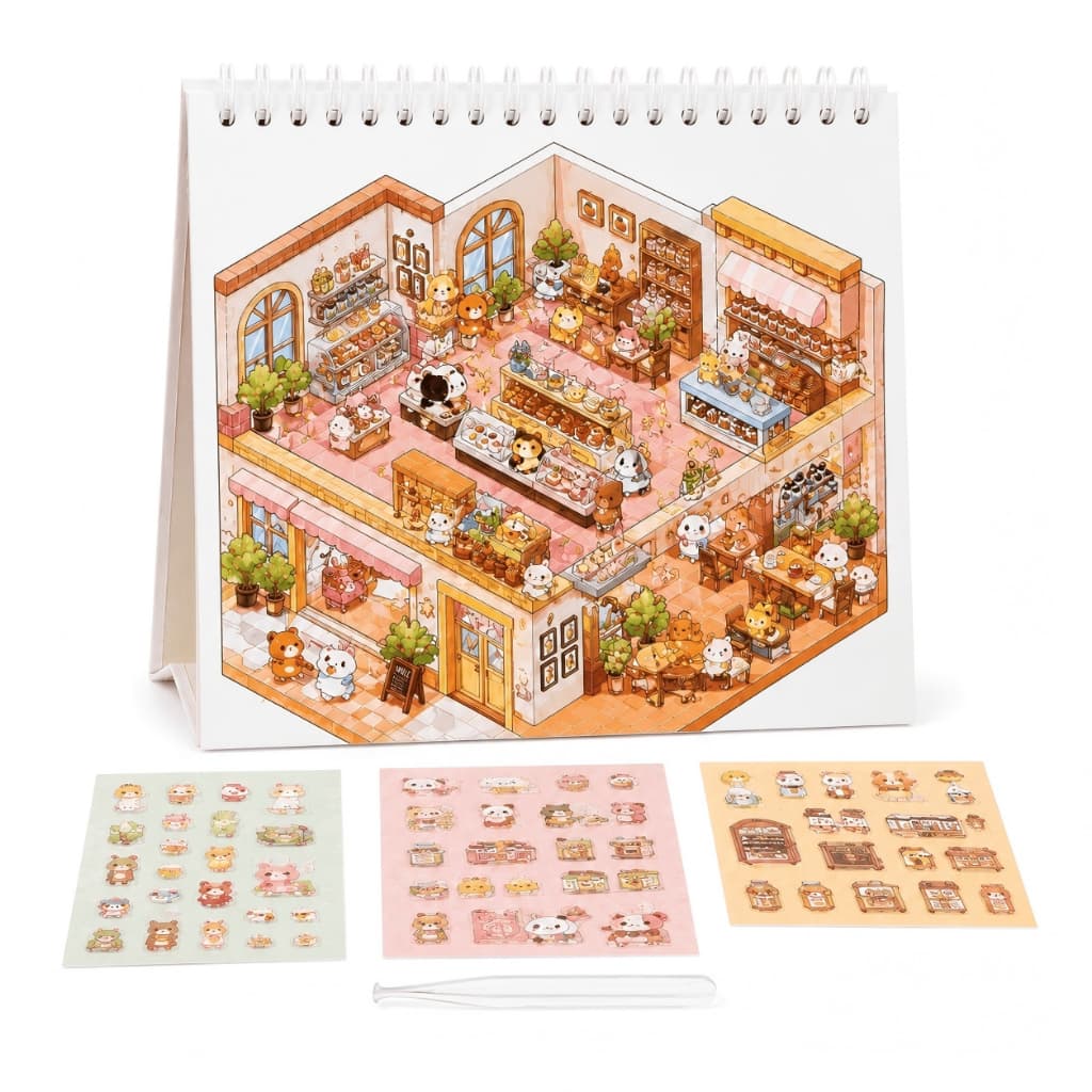 Caderno Adesivos 3D Infantil 8 Cenários Pinça
