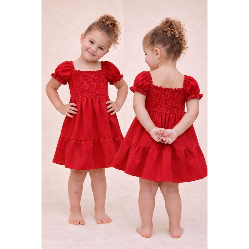 Vestido Infantil vermelho festa passeio fresquinho