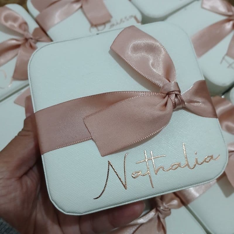 Porta joias Personalizado com Nomes Iniciais Logos Desenhos em Rose Gold