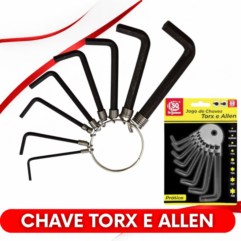 Chave Allen/Torx Jogo Chaves Peças  "L" Ferramentas Concertos Reparos Indispensáveis