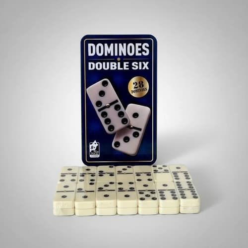 Dominó Double Six com Estojo Em Lata 28 Peças 9mm