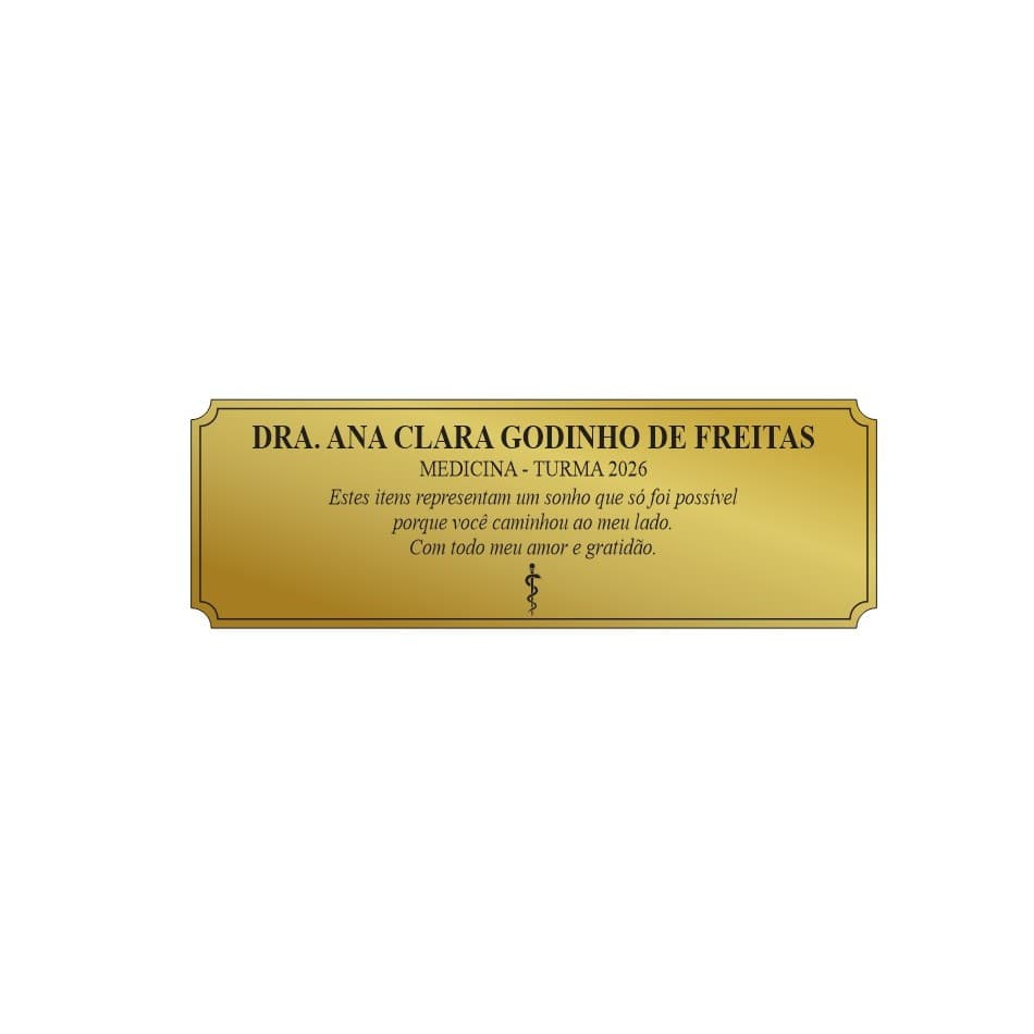Placa acrilico abs dourado 15x5cm