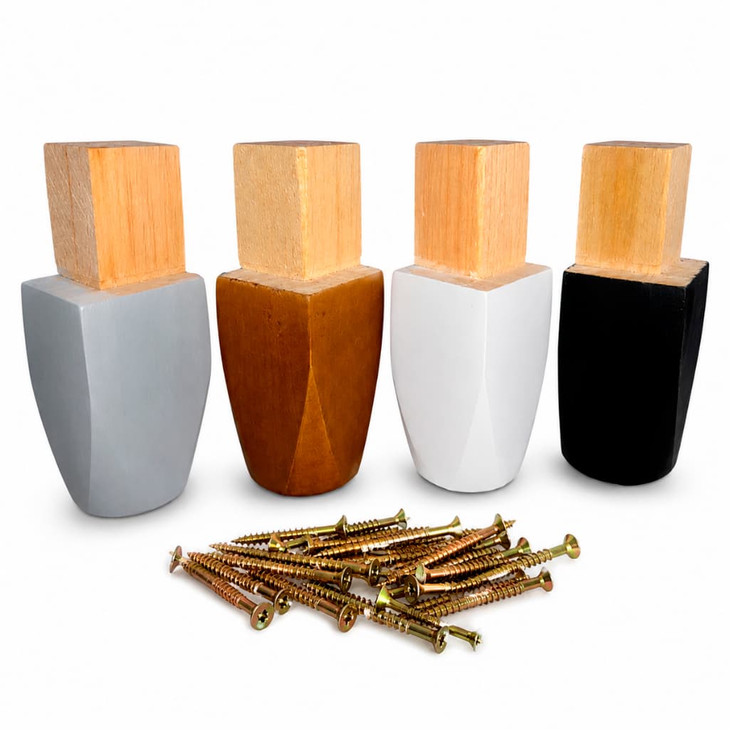 Kit 8 Pés De Madeira Com Parafusos Para Móveis Guarda Roupa Cômoda Balcão Estante Rack Resistente