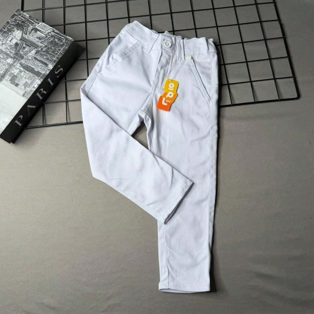 Calça Sarja Branca Infantil Menino Esporte Fino Bolso Embutido