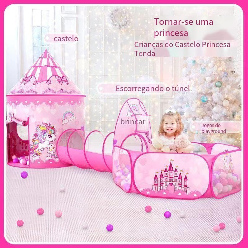 Barraca 3 em 1 Infantil Dobrável Piquenique das Princesas 3x1 Toca Tunel +ENVIA RAPIDÃO
