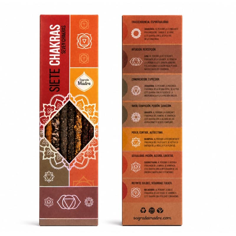 Incenso 7 Chakras Natural Sagrada Madre | Equilíbrio Energético, Limpeza Espiritual e Aromaterapia