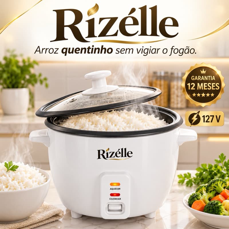 Panela de Arroz Elétrica Rizélle 1,3L 127V Antiaderente