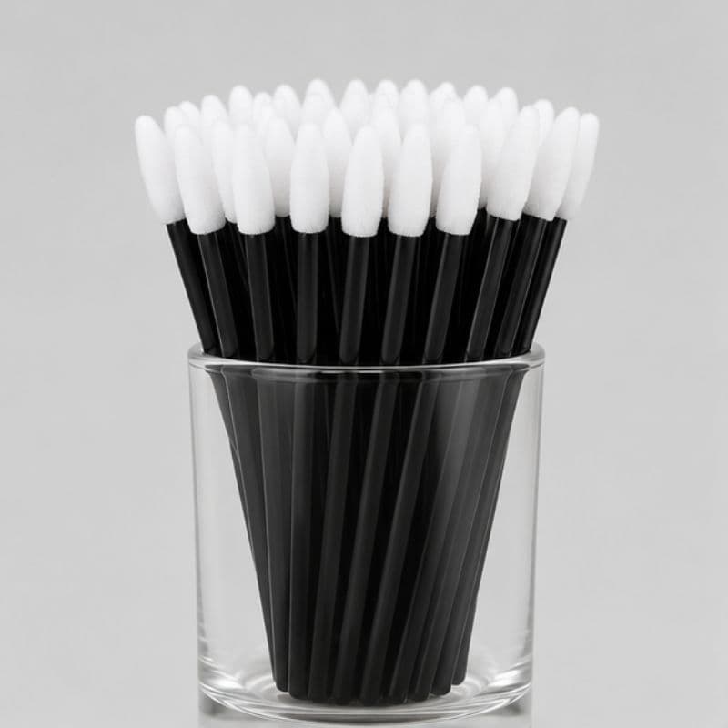 Kit 50 Aplicadores Preto Para Batom E Gloss Descartáveis