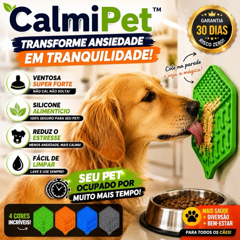 Tapete de Lamber para Cachorro e Gato com Ventosa Silicone Antiestresse Alimentação Lenta Fácil Limpeza