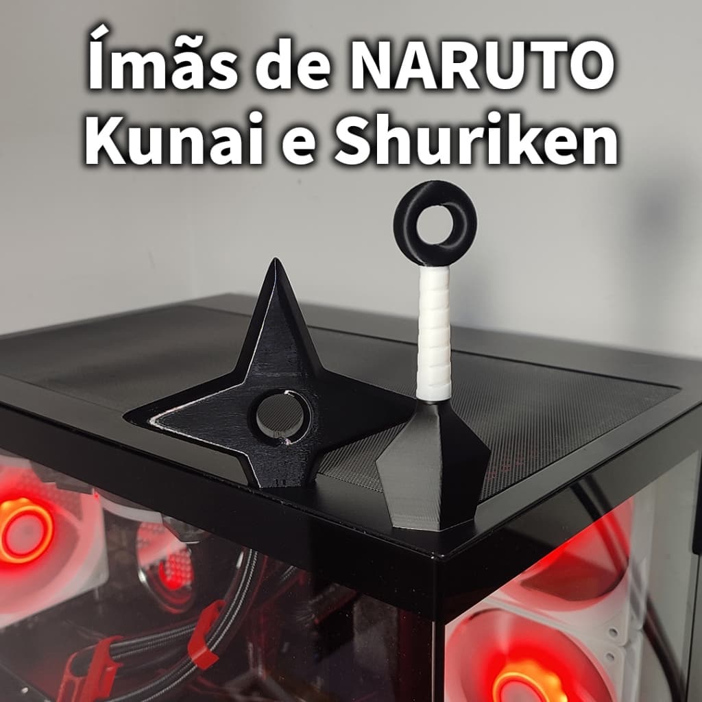 Kit Ímãs de Setup e Geladeira Shuriken e Kunai Naruto Anime Setup Gamer