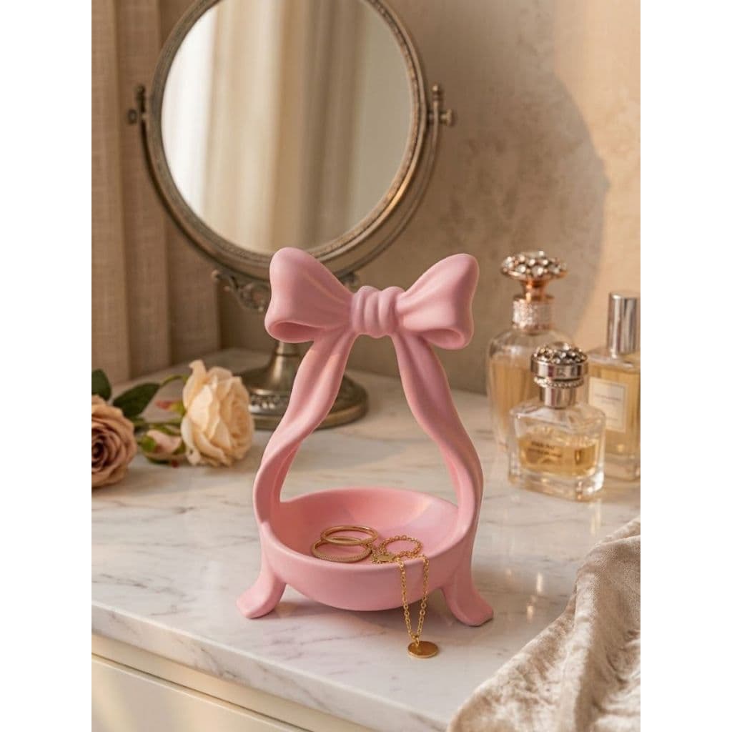Porta Joias Decorativo Cestinha com Laço Acabamento Elegante 14x9cm