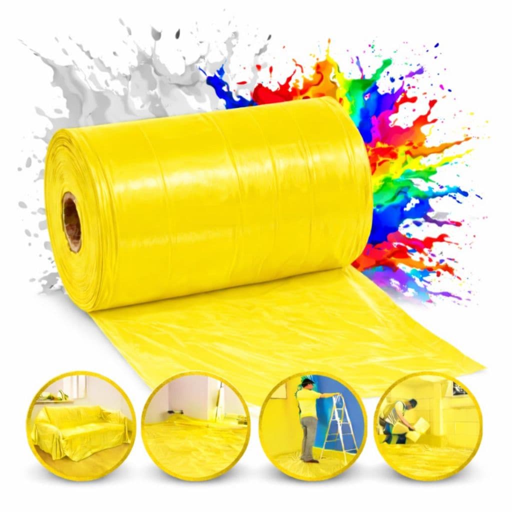 Rolo Lona Plástica Amarela Bobina 4x10 Pintura E Construção