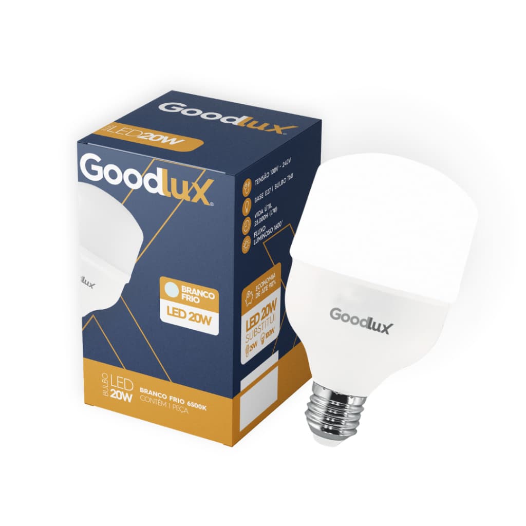 Lâmpada Bulbo Led 20w 30w, 40w, 50w Alta Potência Soquete E27 Branco Frio Bivolt 110v 220v Goodlux
