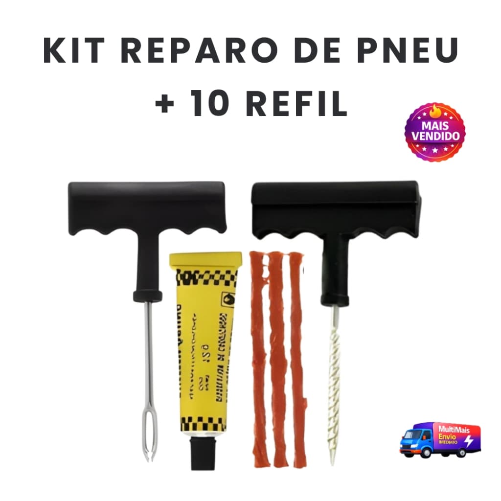 Remendo de Pneu Tubeless Carro Moto Macarrão Selante Reparo Rápido Furo Emergencial Fácil Usar