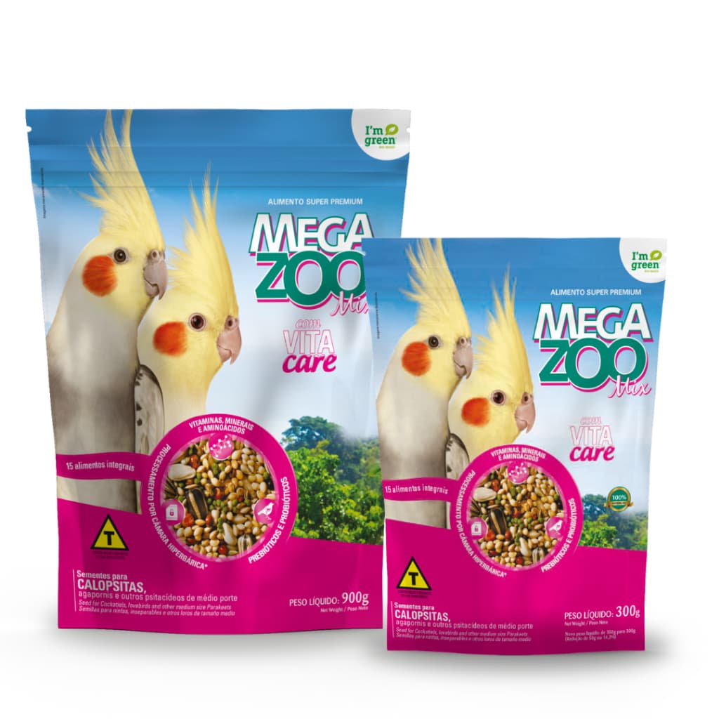 Ração Megazoo Mix 300g - Ração Super Premium para Calopsitas com Suplementos