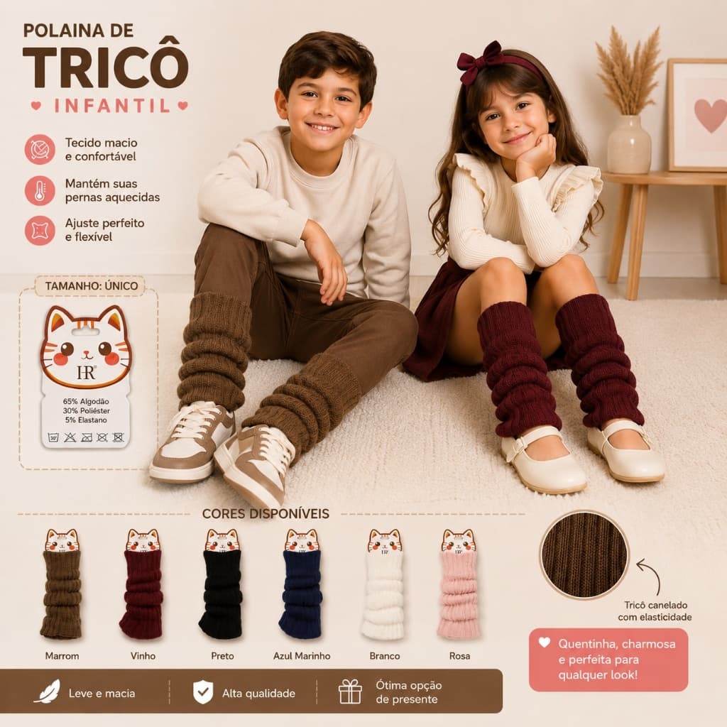 Polaina de Tricô Infantil | Ideal para Ballet, Dança, Passeios e Dias Frios | Unissex