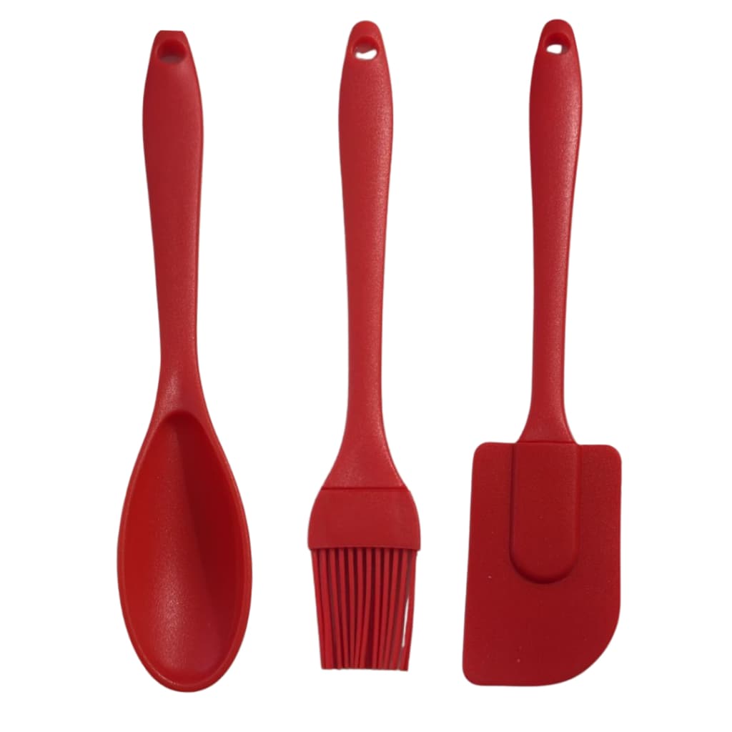 Utensílios De Cozinha Silicone 3 Peças Vermelho
