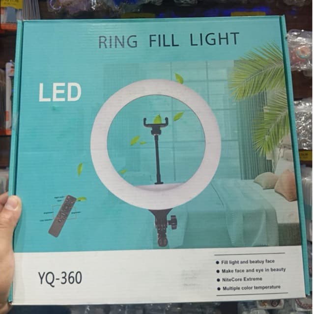 Iluminador Ring Light 18 Polegadas 46 cm profissional + tripé 2,1m e 3 suportes de celular Ring Light Iluminador