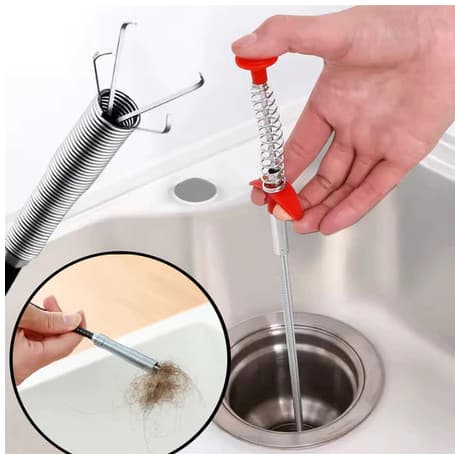 Desentupidor de Ralo com Garra Pegadora  Inox Remove Cabelos de Pias, Vasos, Banheiras e Ralos 90cm