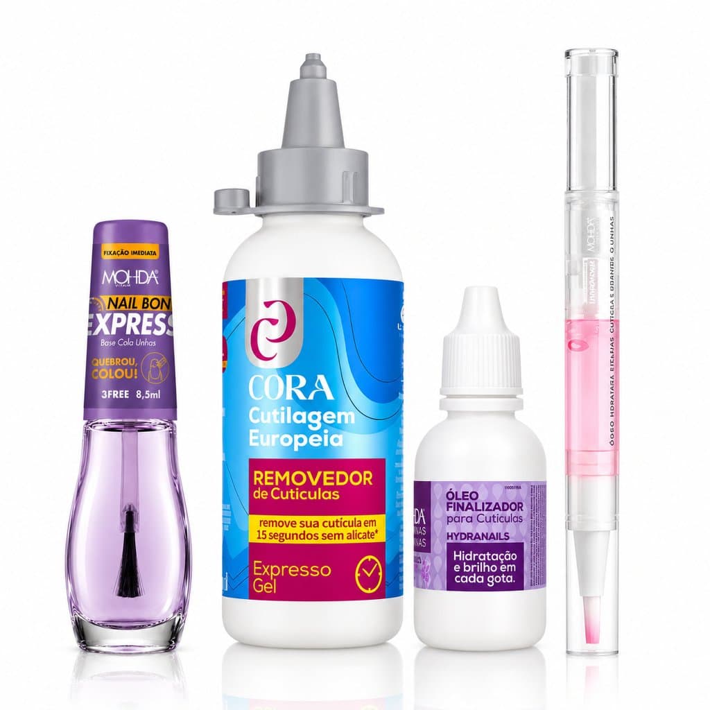 Kit Manicure Nail Bond Express Mohda Removedor De Cutículas Cora Óleo Finalizador Caneta Hidratante