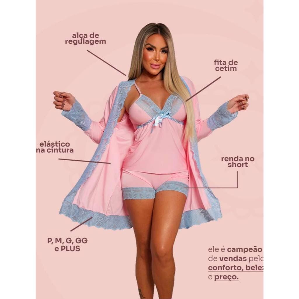 Baby Doll Andressa Feminino em Liganete Confortável Leve Macio Tamanhos P M G GG Para Noite Delicado
