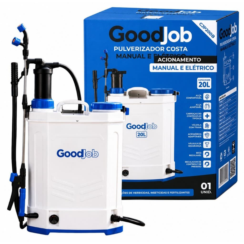 Pulverizador Costal 20l Elétrico E Manual Bateria GJP200b Goodjob