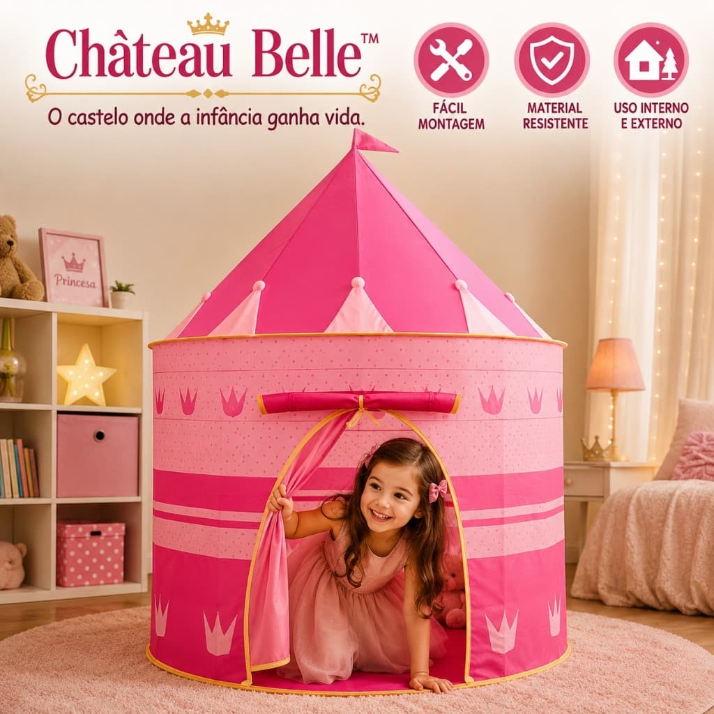 Barraca Infantil Castelo Rosa Casinha Princesa Tenda Dobrável Fácil Montagem Brinquedo Menina Resistente Château Belle