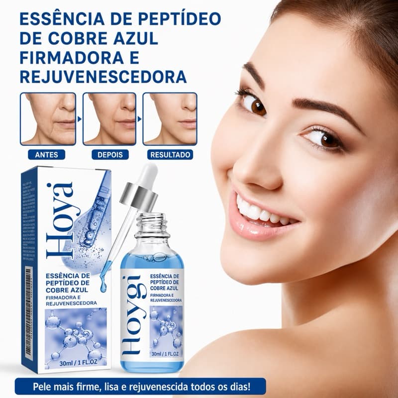 Sérum Peptídeo de Cobre Azul Hoygi 30ml Rejuvenescedor Hidratante Firmador Facial GHK Copper Peptide