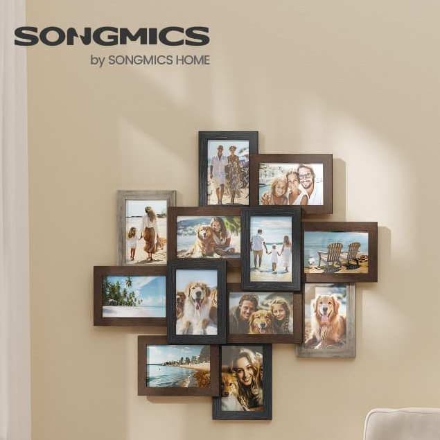 SONGMICS Conjunto De 10 Porta-Retratos De Colagem Para Parede, Fotos 10x15 Cm, 63,3x63,3 Cm