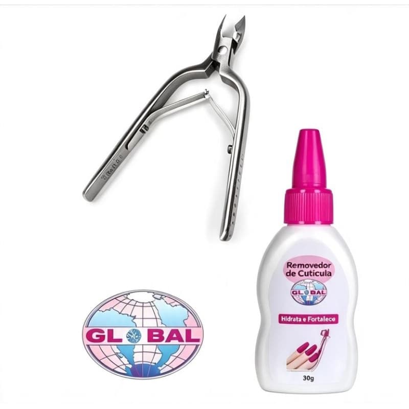 Kit Alicate de cutículas Afiado Inox Esterilizavel cabo retangular + 01 Amolecedor de Cutícula 30g. códigos: 873 + 342.
