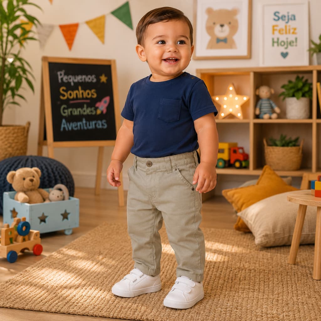 Calça Jeans Bebê Menino 1–3 Anos com Lycra e Regulador Interno – Vários Modelos, Confortável