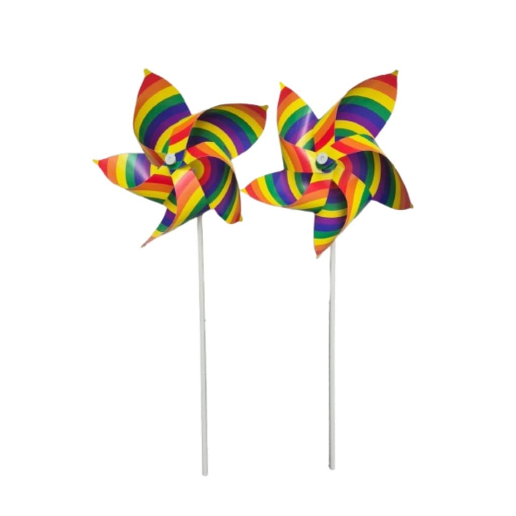 Kit 100 Cataventos 5 Pontas Giratório em Papel Couchê Hastes em Plásticos 30cm Acompanha Brinde