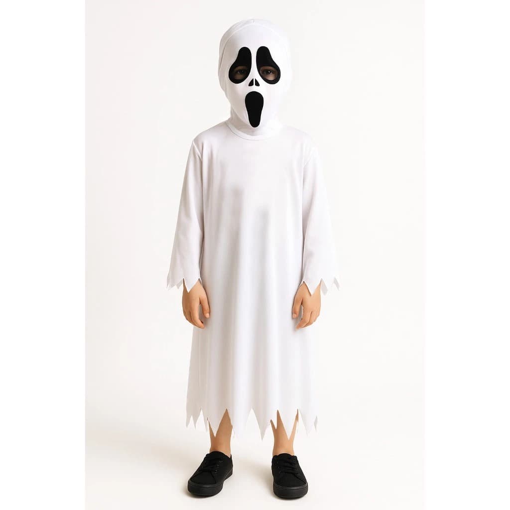 Fantasia Fantasma Unissex Pânico Infantil Halloween Dia das Bruxas Unissex - M