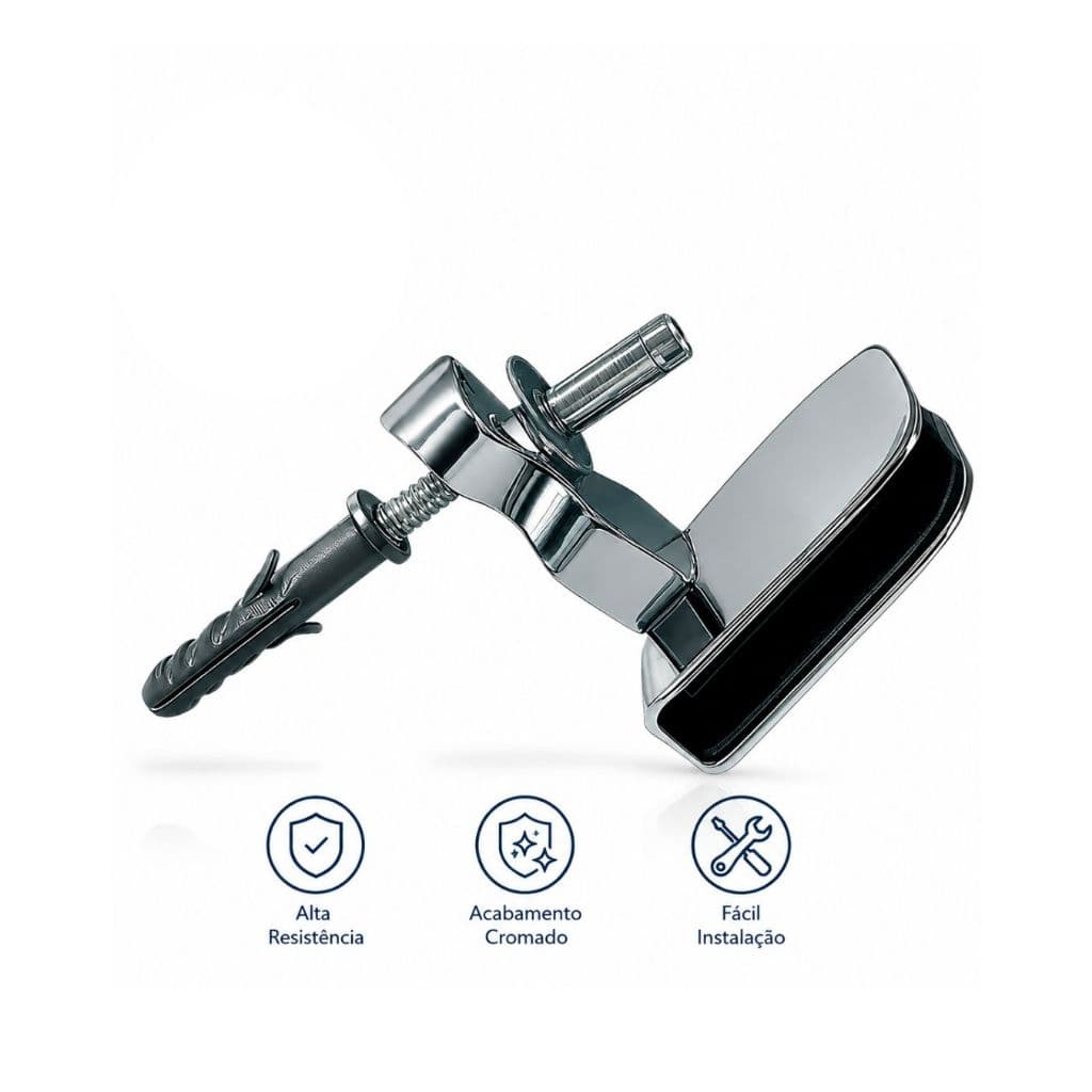 Fixador De Porta Pressão M1702 Cromado Rodapé E Piso - Fast Vidros