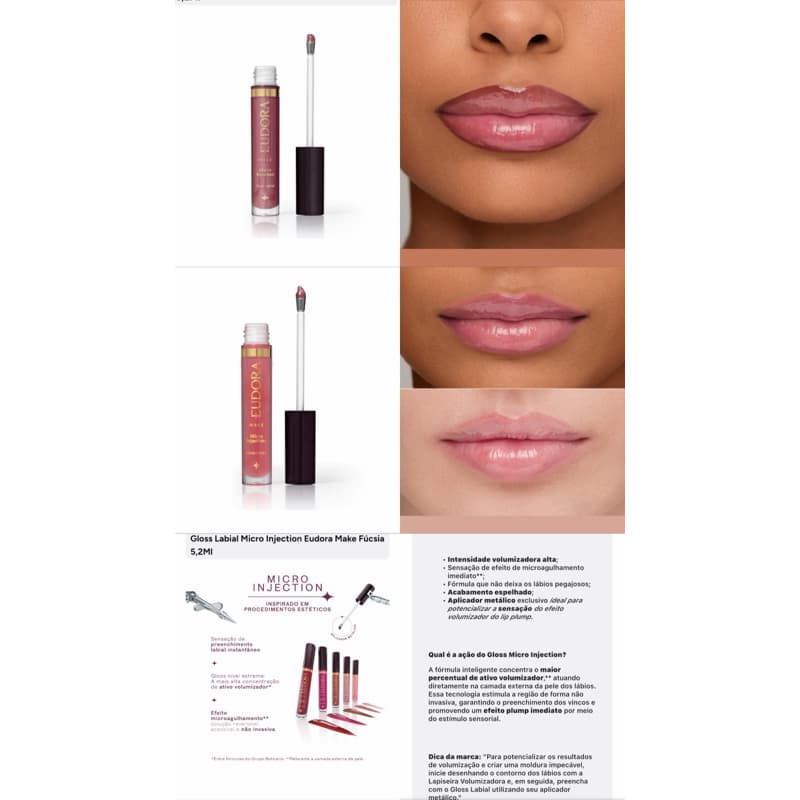 Gloss Labial Micro Injection Eudora Make 5,2ml