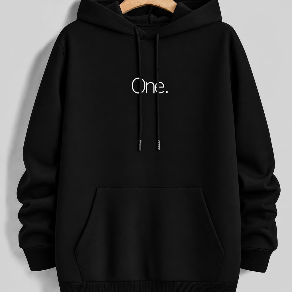 Moletom Canguru Com Bolso Capuz Streetwear Casual Blusa De Frio Masculino Unissex Estampa One 100% Algodão