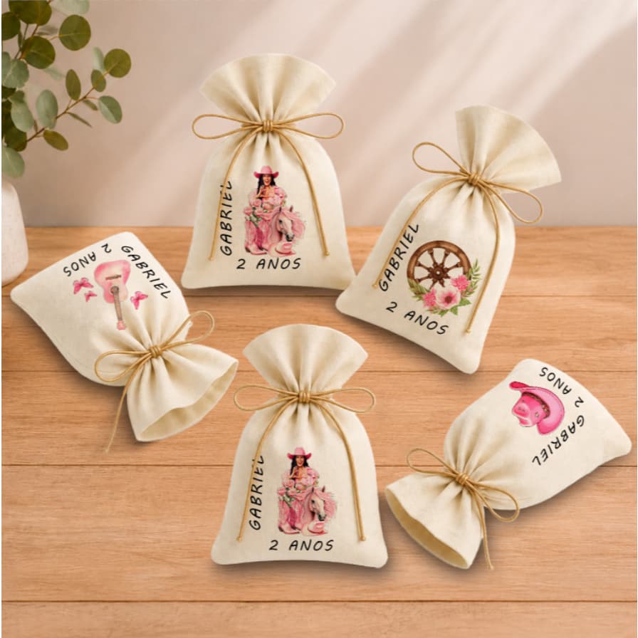 Kit 20 Saquinhos Lembrancinha Personalizada Festa Infantil Aniversário Ana Castela Rosa 11x17